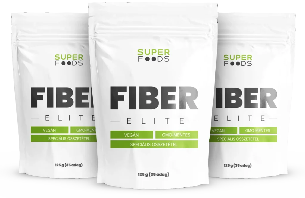SuperFoods Fiber Elite 125 g termékkép – vegán, GMO-mentes rostpor tasakok, több csomagolás együtt, speciális összetétellel