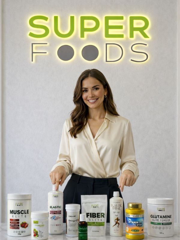 Legyél SuperFoods viszonteladó – partneri jelentkezés illusztráció SuperFoods logóval és termékekkel