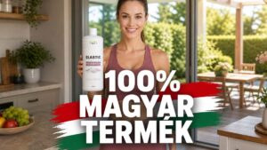 folyékony kollagén koncentrátum SuperFoods Elastic Elite 100% magyar termék nő kezében konyhában