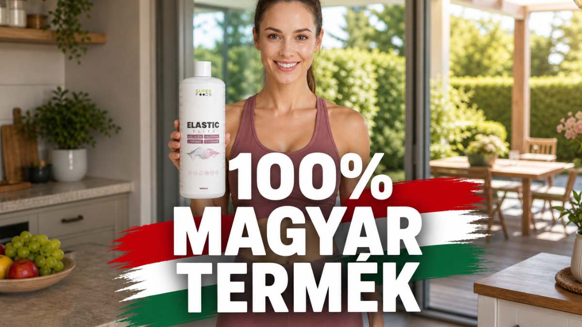 folyékony kollagén koncentrátum SuperFoods Elastic Elite 100% magyar termék nő kezében konyhában