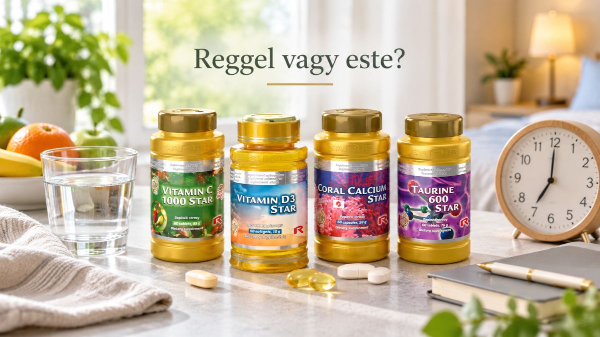 Starlife vitaminok és étrend-kiegészítők reggeli vagy esti bevételhez, D-vitamin, C-vitamin és más készítmények